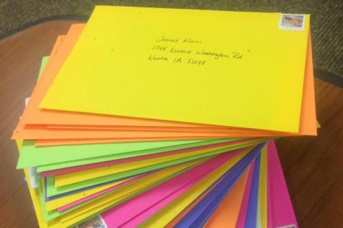 Colorful stack of letters to representatives
